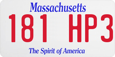 MA license plate 181HP3