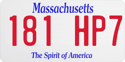 MA license plate 181HP7