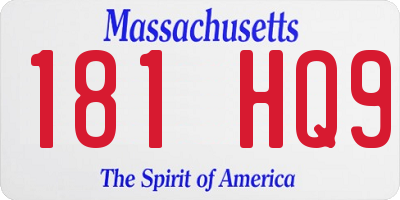 MA license plate 181HQ9