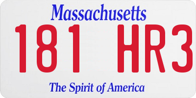 MA license plate 181HR3