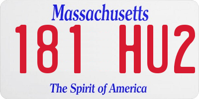 MA license plate 181HU2