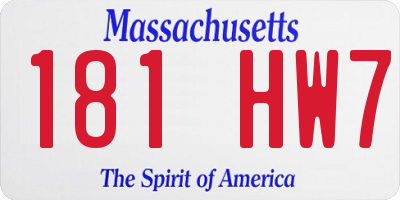 MA license plate 181HW7