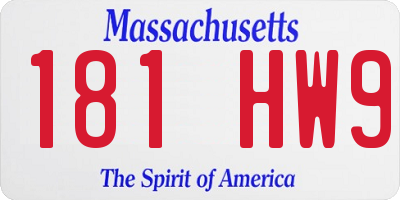 MA license plate 181HW9