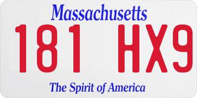 MA license plate 181HX9