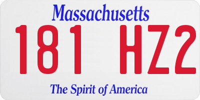 MA license plate 181HZ2