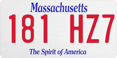 MA license plate 181HZ7