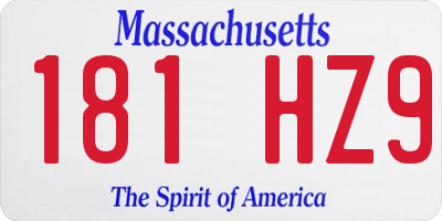 MA license plate 181HZ9