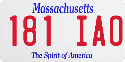 MA license plate 181IA0