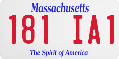 MA license plate 181IA1