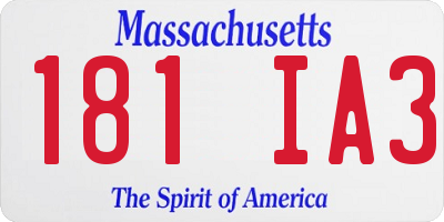 MA license plate 181IA3