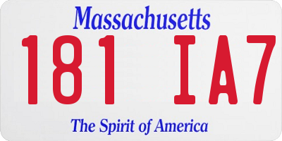 MA license plate 181IA7
