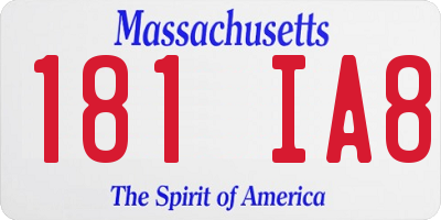 MA license plate 181IA8