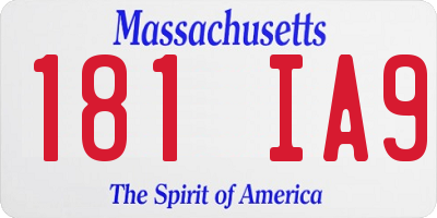 MA license plate 181IA9