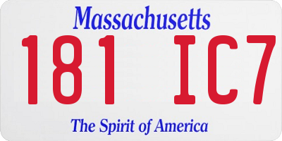 MA license plate 181IC7