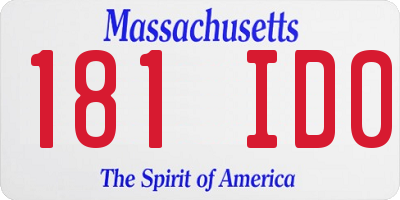 MA license plate 181ID0