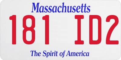MA license plate 181ID2