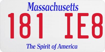 MA license plate 181IE8