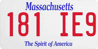 MA license plate 181IE9