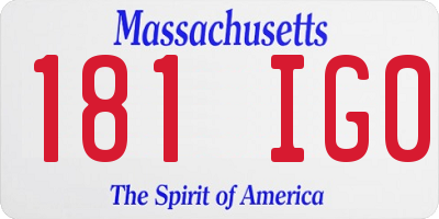 MA license plate 181IG0