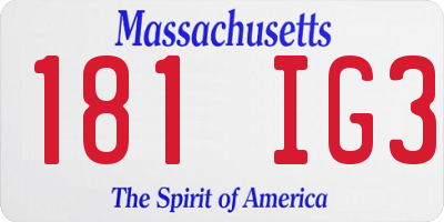 MA license plate 181IG3