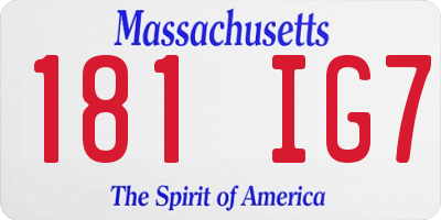 MA license plate 181IG7