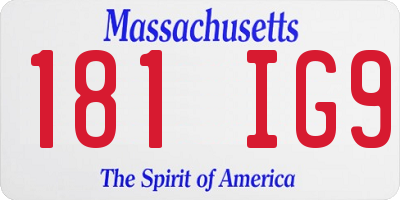 MA license plate 181IG9