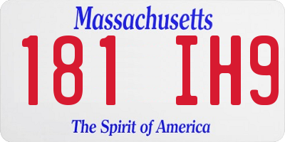 MA license plate 181IH9