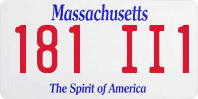 MA license plate 181II1