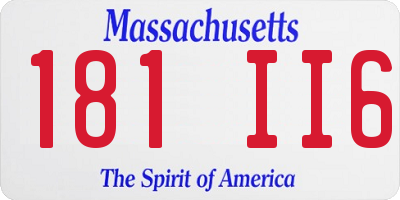 MA license plate 181II6