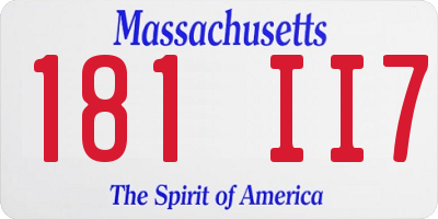 MA license plate 181II7