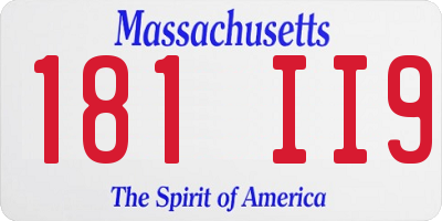 MA license plate 181II9