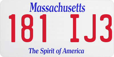 MA license plate 181IJ3