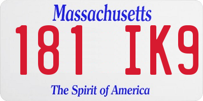 MA license plate 181IK9