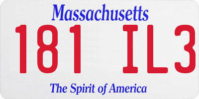 MA license plate 181IL3