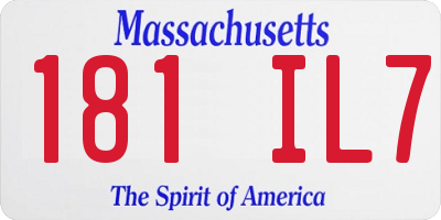 MA license plate 181IL7