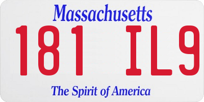 MA license plate 181IL9