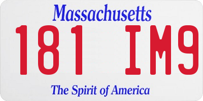 MA license plate 181IM9