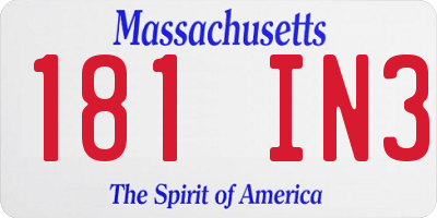 MA license plate 181IN3