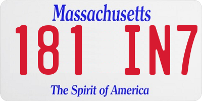 MA license plate 181IN7