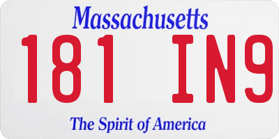 MA license plate 181IN9