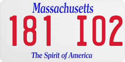 MA license plate 181IO2
