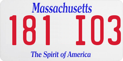 MA license plate 181IO3