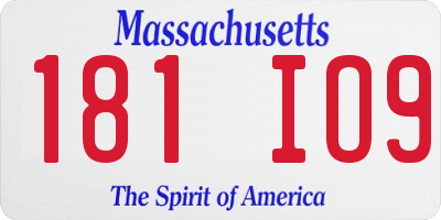 MA license plate 181IO9