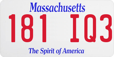 MA license plate 181IQ3