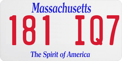 MA license plate 181IQ7