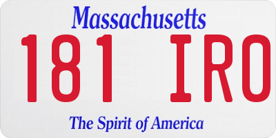 MA license plate 181IR0