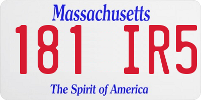 MA license plate 181IR5