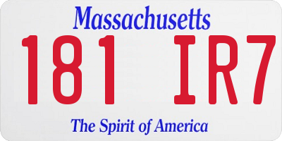 MA license plate 181IR7