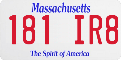 MA license plate 181IR8