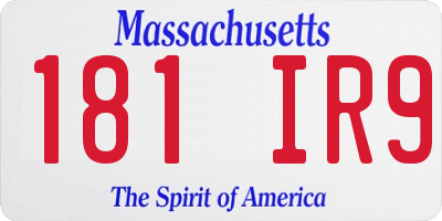 MA license plate 181IR9